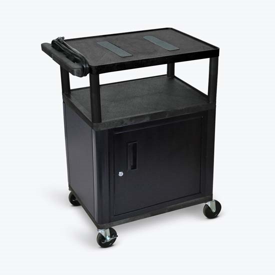 Luxor LE34C-B Endura Black A/V Cart W/ 3 Shelves & Cabinet Luxor LE34C-B Endura Black A/V Cart W/ 3 Shelves & Cabinet