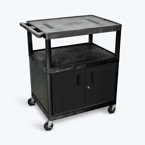 Luxor LE40C-B Black Endura Cart W/ 3 Shelves & Cabinet Luxor LE40C-B Black Endura Cart W/ 3 Shelves & Cabinet
