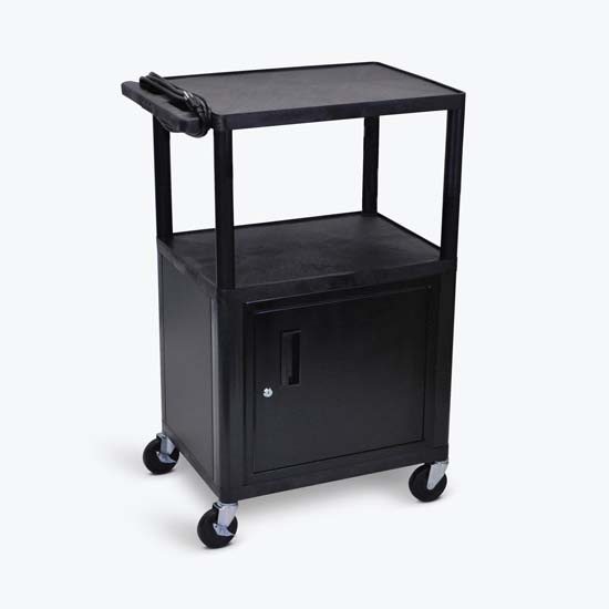 Luxor LE42C-B Black Endura 3 Shelf A/V Cart W/ Cabinet Luxor LE42C-B Black Endura 3 Shelf A/V Cart W/ Cabinet