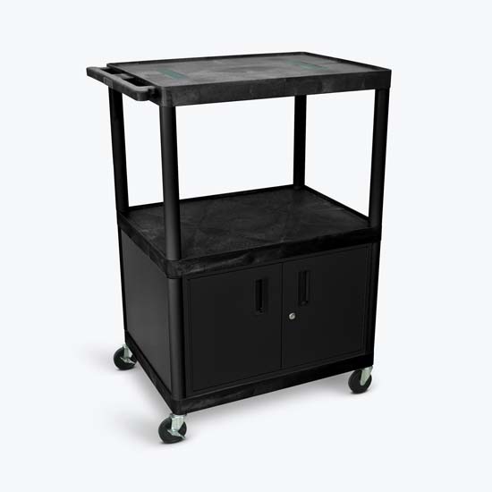 Luxor LE48C-B Black Endura 3 Shelf Cart W/ Cabinet Luxor LE48C-B Black Endura 3 Shelf Cart W/ Cabinet