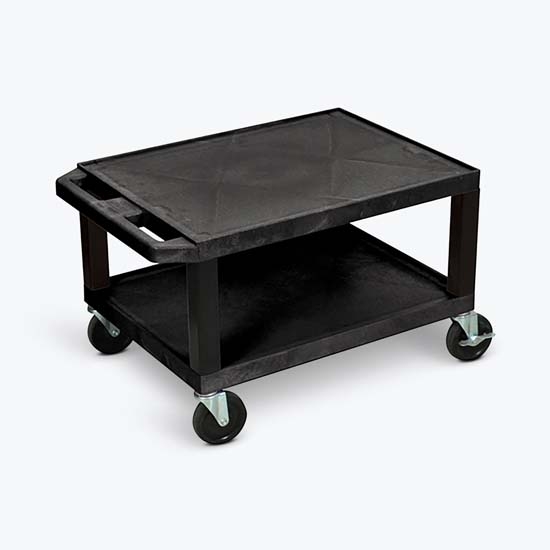 Luxor WT16E Tuffy Black 2 Shelf AV Cart w/ Electric Luxor WT16E Tuffy Black 2 Shelf AV Cart w/ Electric