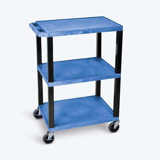 Luxor WT34BUS Blue 3 Shelf Specialty Utility Cart Luxor WT34BUS Blue 3 Shelf Specialty Utility Cart