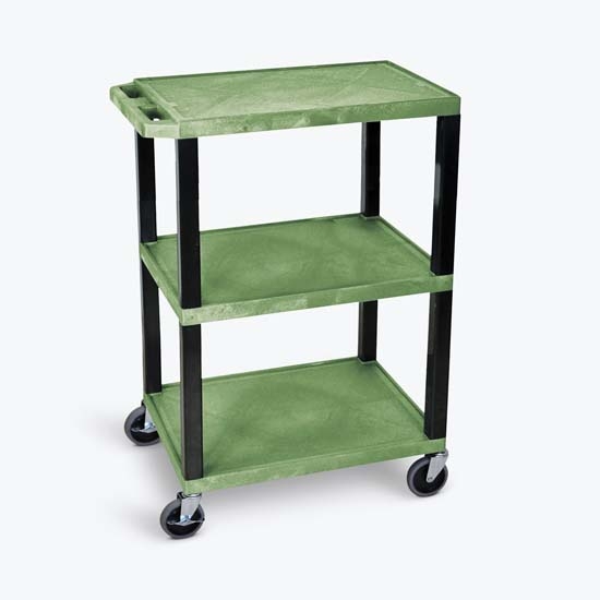 Luxor WT34GS Green 3 Shelf Specialty Utility Cart Luxor WT34GS Green 3 Shelf Specialty Utility Cart