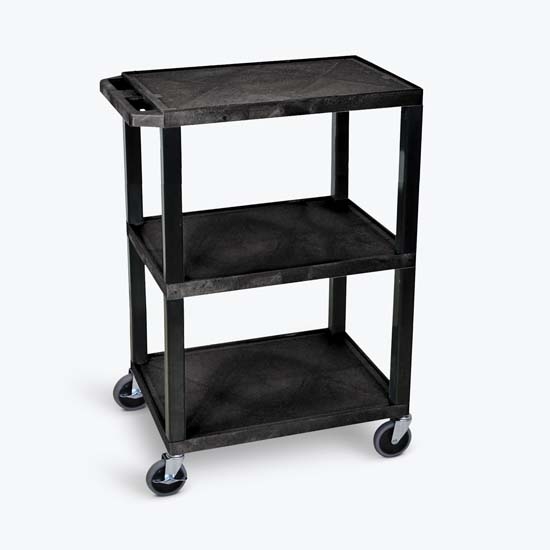 Luxor WT34S Black 3 Shelf Specialty Utility Cart Luxor WT34S Black 3 Shelf Specialty Utility Cart