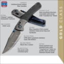 Benchmade 15080BK-191 Crooked River Folding Knife 4.00" CPM-20CV Gold Class Vinland Pattern, Blue Sapphire Hardware 