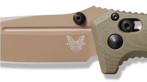 Benchmade 273FE-2 Shane Sibert Mini Adamas Folding Knife 3.25" CruWear Flat Dark Earth Plain Blade, OD Green G10 Handles - 273FE-2