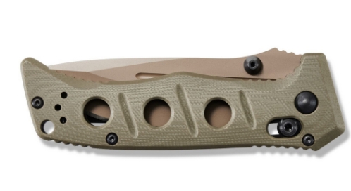 Benchmade 273FE-2 Shane Sibert Mini Adamas Folding Knife 3.25" CruWear Flat Dark Earth Plain Blade, OD Green G10 Handles - 273FE-2