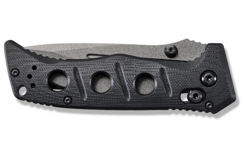 Benchmade 273GY-1 Shane Sibert Mini Adamas Folding Knife 3.25" CruWear Tungsten Gray Plain Blade, Black G10 Handles - 273GY-1