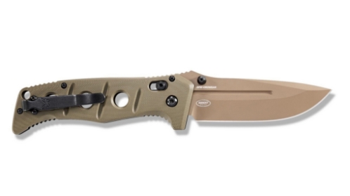 Benchmade 275FE-2 Shane Sibert Adamas Folding Knife 3.78" CruWear Flat Dark Earth Plain Blade, OD Green G10 Handles - 275FE-2