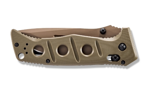 Benchmade 275FE-2 Shane Sibert Adamas Folding Knife 3.78" CruWear Flat Dark Earth Plain Blade, OD Green G10 Handles - 275FE-2