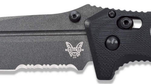 Benchmade 275SGY-1 Shane Sibert Adamas Serrated Folding Knife 3.78" CruWear Tungsten Gray Plain Blade, Black G10 Handles - 275SGY-1