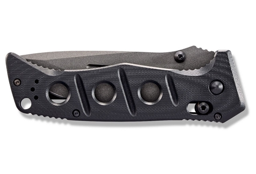 Benchmade 275SGY-1 Shane Sibert Adamas Serrated Folding Knife 3.78" CruWear Tungsten Gray Plain Blade, Black G10 Handles - 275SGY-1