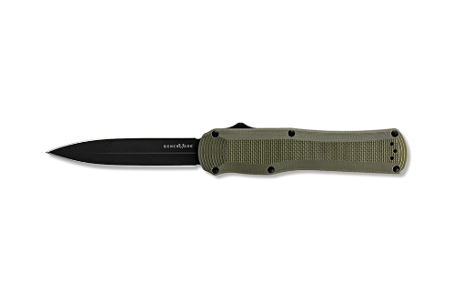 Benchmade 3400BK-1 Autocrat AUTO OTF 3.71" Black DLC Coated Finish Olive Drab Double Edge Dagger Knife - 3400BK-1
