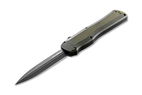 Benchmade 3400BK-1 Autocrat AUTO OTF 3.71" Black DLC Coated Finish Olive Drab Double Edge Dagger Knife - 3400BK-1