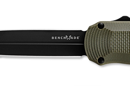 Benchmade 3400BK-1 Autocrat AUTO OTF 3.71" Black DLC Coated Finish Olive Drab Double Edge Dagger Knife - 3400BK-1