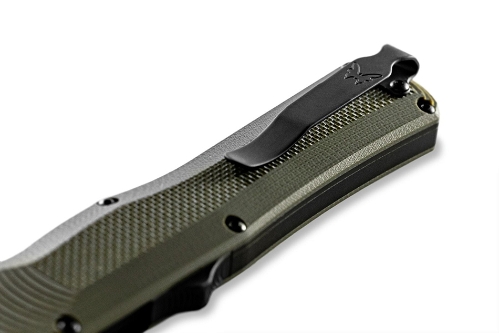 Benchmade 3400BK-1 Autocrat AUTO OTF 3.71" Black DLC Coated Finish Olive Drab Double Edge Dagger Knife - 3400BK-1
