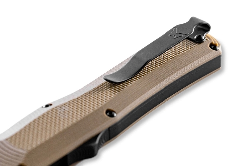 Benchmade 3400BK-2 Autocrat AUTO OTF 3.71" Black DLC Coated Finish Coyote Brown Double Edge Dagger Knife - 3400BK-2