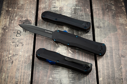 Benchmade 3400BK Autocrat AUTO OTF 3.71" Black DLC Coated Finish Double Edge Dagger Knife - 3400BK