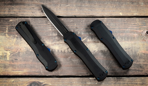 Benchmade 3400BK Autocrat AUTO OTF 3.71" Black DLC Coated Finish Double Edge Dagger Knife - 3400BK