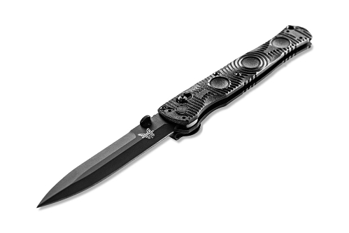 Benchmade 391BK SOCP Folding Knife 4.47" D2 Black Blade, Black Molded CF-Elite Handle - 391BK