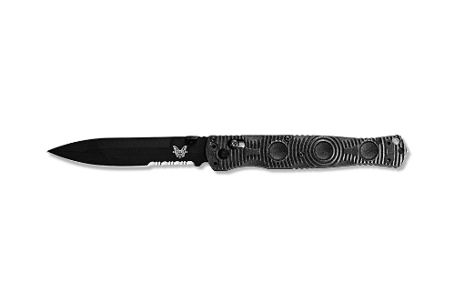 Benchmade 391SBK SOCP Folding Knife 4.47" D2 Black Serrated Blade, Black Molded CF-Elite Handle - 391SBK
