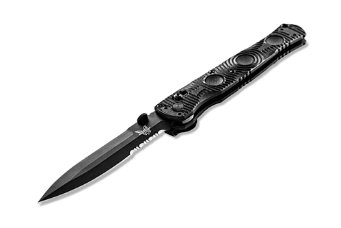 Benchmade 391SBK SOCP Folding Knife 4.47" D2 Black Serrated Blade, Black Molded CF-Elite Handle - 391SBK