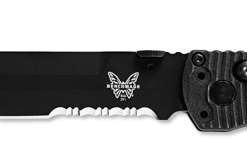 Benchmade 391SBK SOCP Folding Knife 4.47" D2 Black Serrated Blade, Black Molded CF-Elite Handle - 391SBK