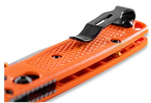 Benchmade 533 Mini Bugout AXIS Folding Knife 2.82" S30V Satin Plain Blade Orange Grivory Handle - 533