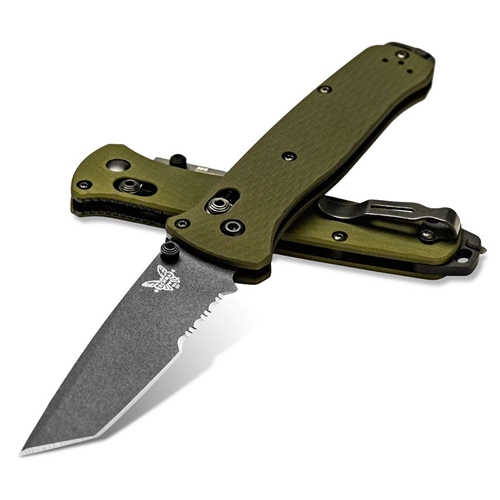 Benchmade 537SGY-1 Bailout Woodland Green Serrated CPM-M4 Blade 3.38" Ultralight Knife 