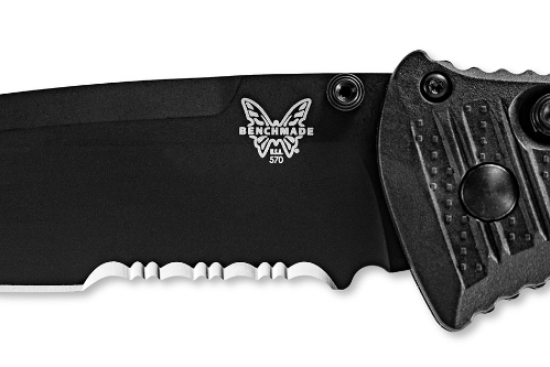 Benchmade 570SBK-1 Black Presidio II Folding Knife 3.72" Satin S30V Serrated Blade Black Molded CF-Elite Handle - 570SBK-1