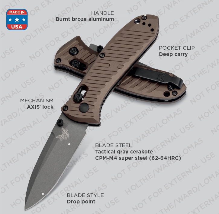 Benchmade 575GY-2001 Mini Presidio II Folding Knife 3.20" Gray Cerakote M4 Blade Burnt Bronze Aluminum Handle SHOT SHOW SPECIAL
