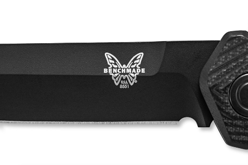 Benchmade 8551BK Mediator AUTO Folding Knife 3.3" Black Blade Black G10 Chevron Pattern Handles - 8551BK