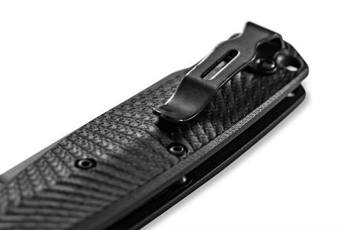 Benchmade 8551BK Mediator AUTO Folding Knife 3.3" Black Blade Black G10 Chevron Pattern Handles - 8551BK