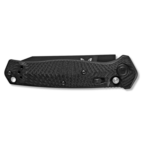 Benchmade 8551BK Mediator AUTO Folding Knife 3.3" Black Blade Black G10 Chevron Pattern Handles - 8551BK