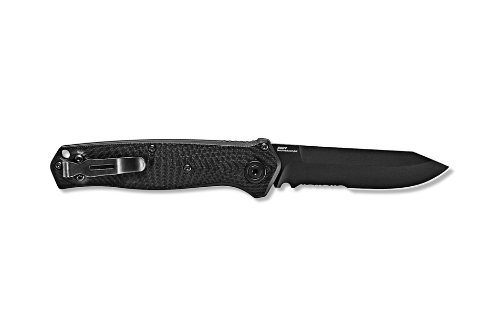 Benchmade 8551SBK Mediator AUTO Folding Knife 3.3" Black Serrated Blade Black G10 Chevron Pattern Handles - 8551SBK