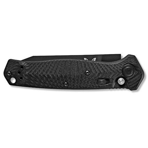 Benchmade 8551SBK Mediator AUTO Folding Knife 3.3" Black Serrated Blade Black G10 Chevron Pattern Handles - 8551SBK