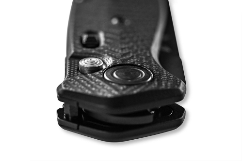Benchmade 8551SBK Mediator AUTO Folding Knife 3.3" Black Serrated Blade Black G10 Chevron Pattern Handles - 8551SBK