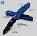 Benchmade 940BK-2002 Osborne Folding Knife 3.4" CPM-20CV Black Blade Blue G10 Handle