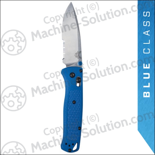 Benchmade 535S Bugout Serrated AXIS Folding Knife 3.24" S30V Satin Plain Blade, Blue Grivory Handles