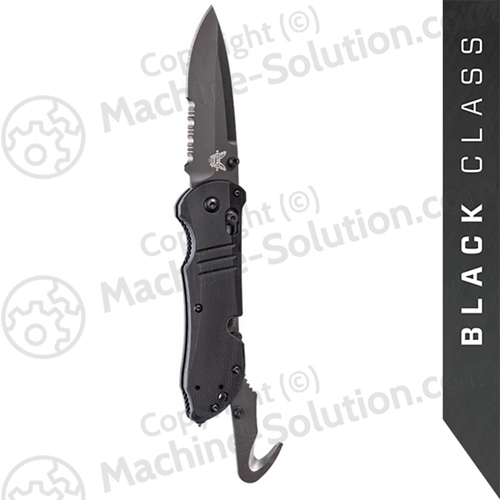 Benchmade 917SBK Triage Rescue Knife 3.48" Black Combo Blade, Black G10 Handles, Safety Cutter, Glass Breaker