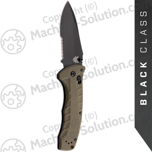 Benchmade 980SBK Turret Axis Lock, 3.70" CPM-S30V Serrated Black Blade, Olive Drab G10 handles - 980SBK