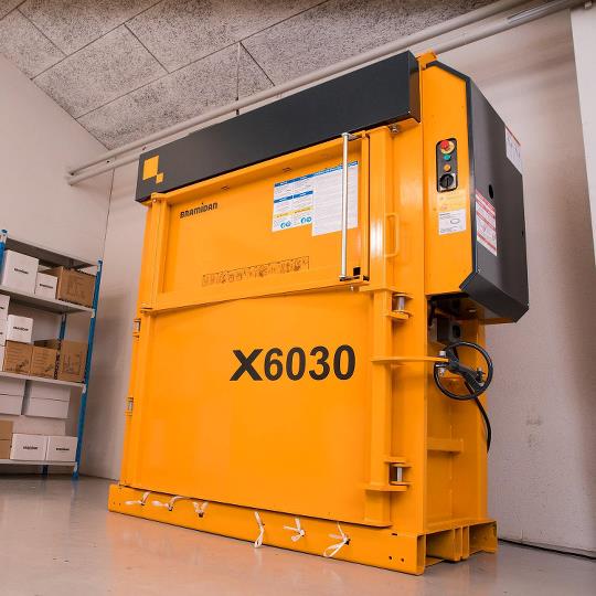 Bramidan X6030 Commercial Level Cardboard Box Vertical Baler 208/230/480 Volt 3 Phase - x6030