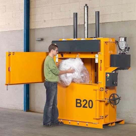 Bramidan B20 Commercial Level Cardboard Box Vertical Baler 208/230/480 Volt 3 Phase - B20