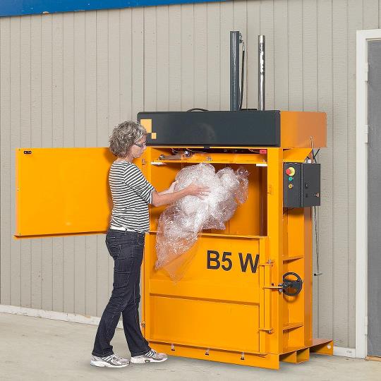 Bramidan B5W Entry Level WIDE FEED OPENING Cardboard Box Vertical Baler 110V, 60 Hz, 1 Phase 