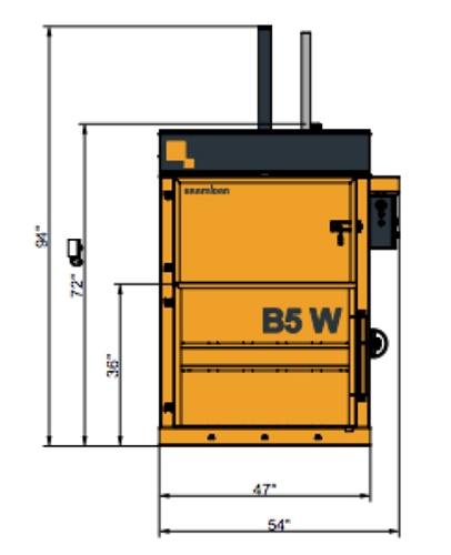 Bramidan B5W Entry Level WIDE FEED OPENING Cardboard Box Vertical Baler 110V, 60 Hz, 20 AMP - B5W