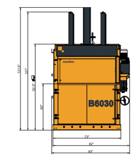 Bramidan B6030 Commercial Level Cardboard Box Vertical Baler 208/230/480 Volt 3 Phase - B6030