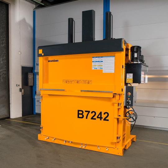 Bramidan B7242 Commercial Level Cardboard Box Vertical Baler 208/230/480 Volt 3 Phase - B7242
