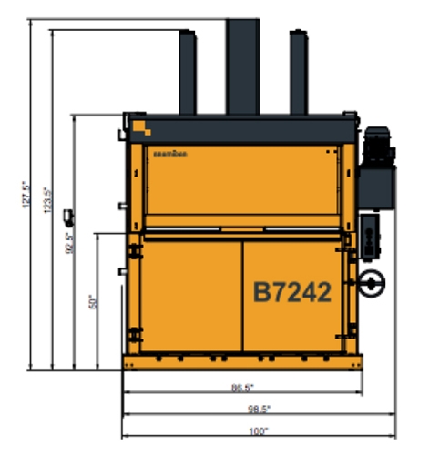 Bramidan B7242 Commercial Level Cardboard Box Vertical Baler 208/230/480 Volt 3 Phase - B7242
