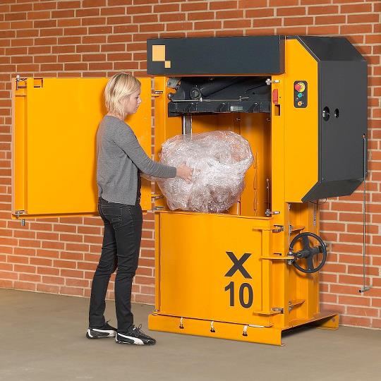 Bramidan X10 Entry Level Cardboard, Cans, Hard Plastics Vertical Baler Single or 3 Phase
