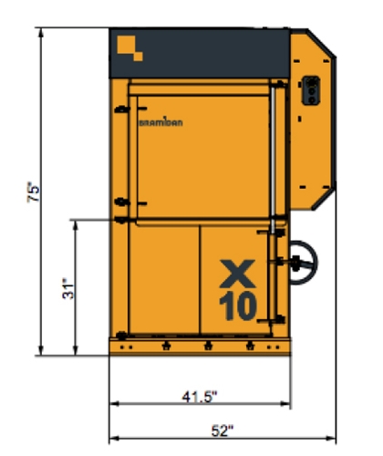 Bramidan X10 Entry Level LOW PROFILE Cardboard, Cans, Hard Plastics Vertical Baler 110V, 60 Hz, 20 AMP - X10